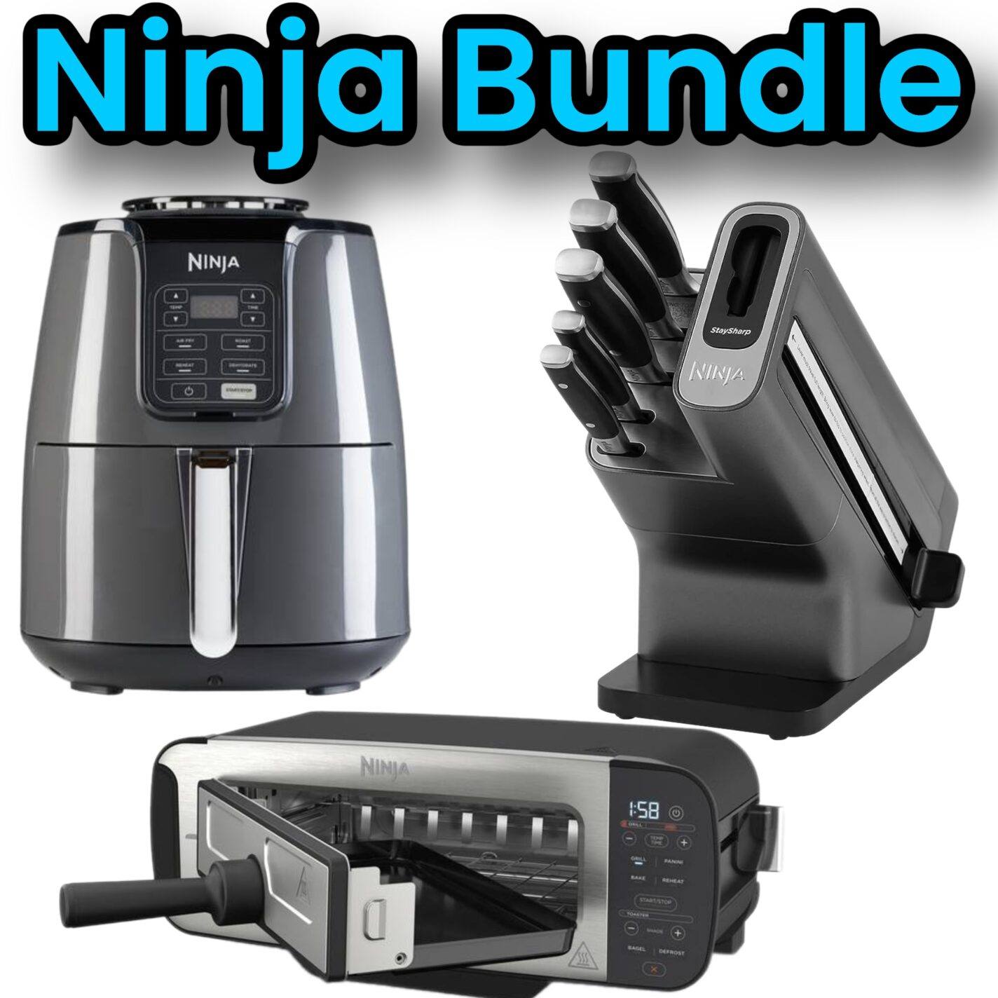 Ninja Bundle, 3.8L Air fryer, Ninja 3 in 1 Ninja toaster, grill and
